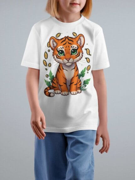 T-Shirt for Kids | Tiger | Half Sleeve | Round Neck
